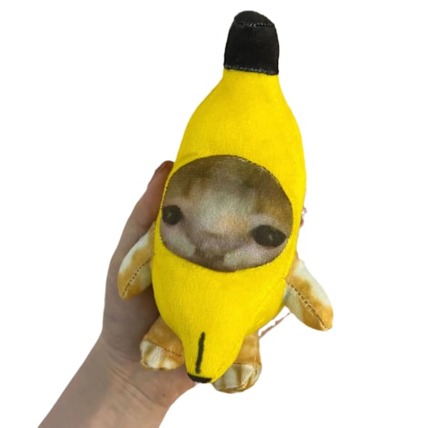 Banan katt docka hänge nyckelring gråter glad banan katt