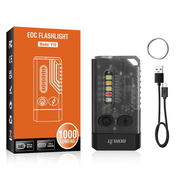 EDC avaimenperä LED fluoresenssi taskulamppu C-tyyppi ladattava taskulamppu työ valo magneetti summeri 365nm UV V3 Plus lyhty