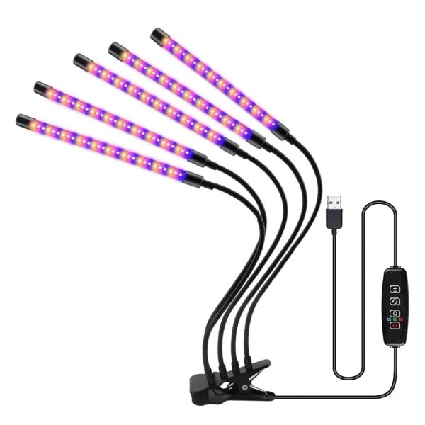 5 huvuden 150 LED USB Grow Light Phytolamp for plants with Control Full Spectrum Fitolamp Lights Home Flower Seedling Clip Phyto Lampa