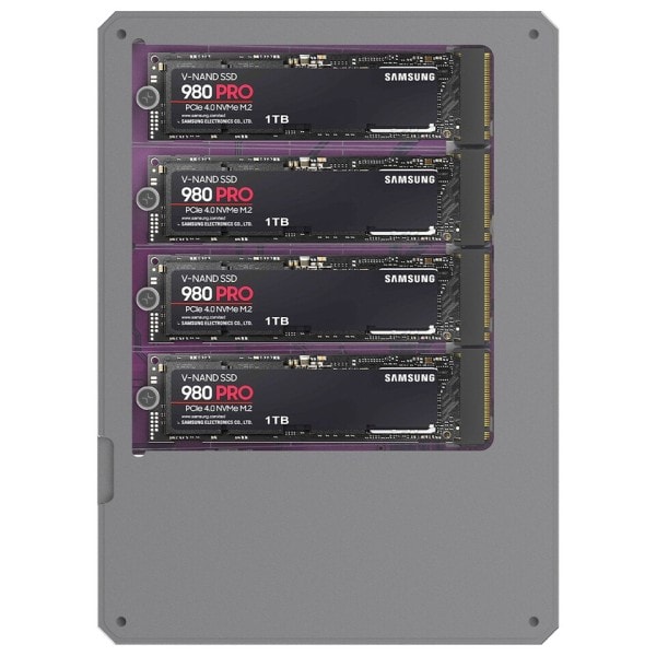 Nvme Enclosure, 4-Bay RAID Enclosure, Support Soft Raid Thunderbolt 3 to 4 M.2 Enclosure