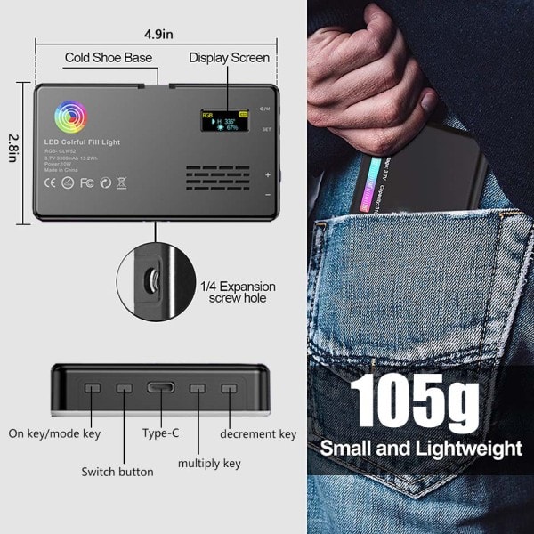 RGB LED Video valo valokuvaus täyttö kamera valaistus paneeli LCD näyttö kylmä kenkä