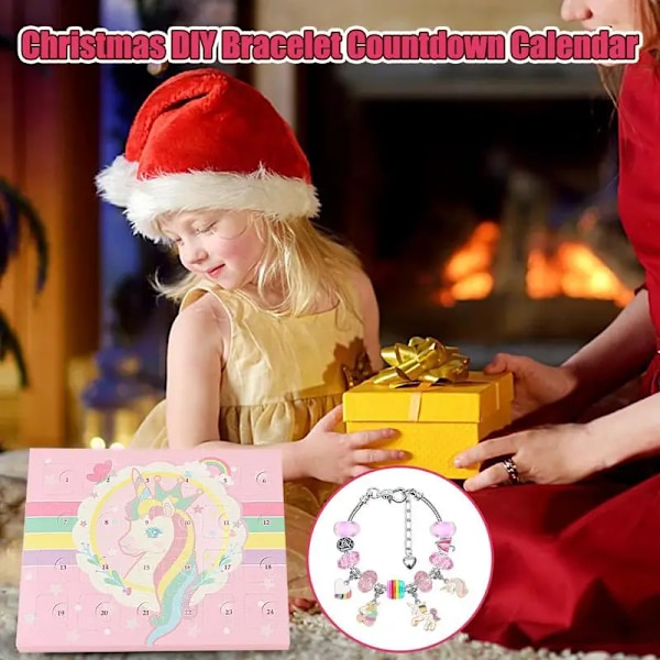 Advent kalender 2024 jul gør-det-selv enhjørninger charme armbånd nedtælling