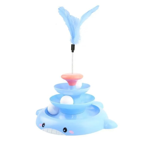 Katt Swivel Leksaksboll Själv intressant Delfin Design Med Fjädrar Husdjur pinne