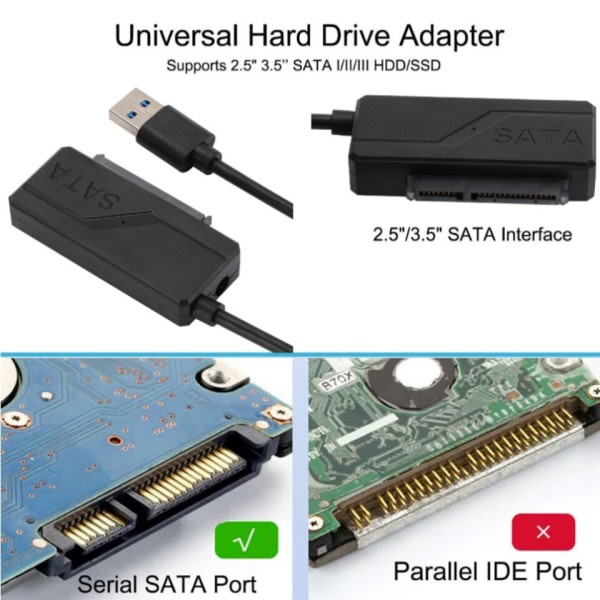 SATA till USB 3,0 kabel upp till 5 Gbps för 2,5 3,5 tum extern hårddisk SSD Hårddisk SATA 7+15 22 Pin adapter USB  3.0 till Sata kabel