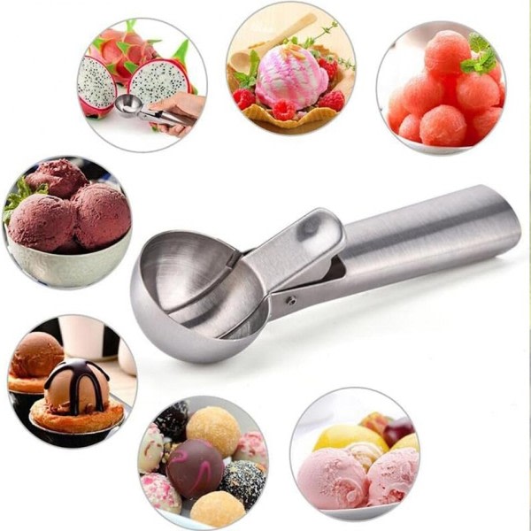 Is Scoops Rustfrit Stål Is Cream Graver Non-stick Frugt Is Kuglemager Husstand Vandmelon Is Ske Værktøj