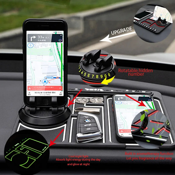 Multifunksjonell Bil Anti-skli Matte Auto Telefon Holder GPS Navigasjon Lagring Pute Bil Interiør Tilbehør