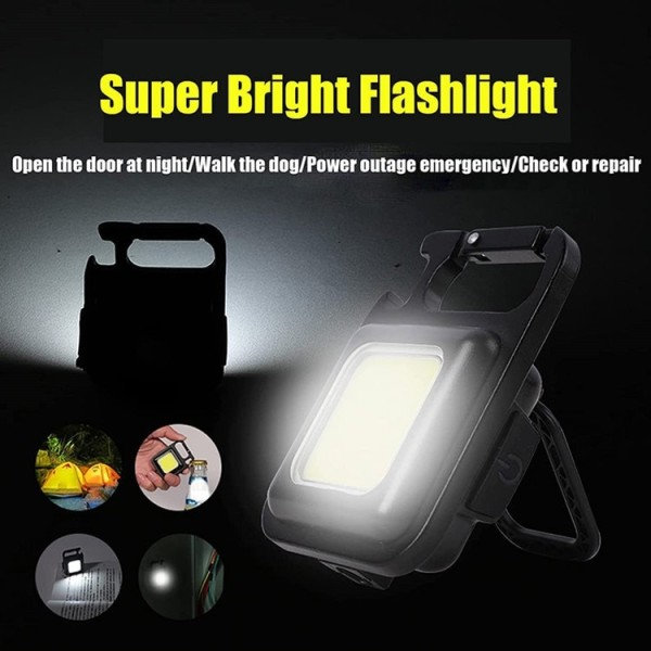 10 kpl mini LED 1800LM taskulamppu avaimenperä monitoimi kannettava COB Camping lamput