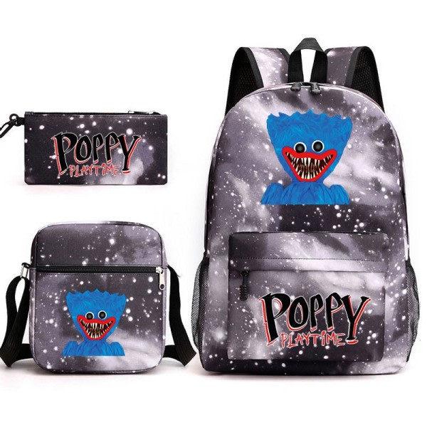 Skräck spel Vallmo väska Student väska Tredelad set axel väska+Backpack+Pen väska