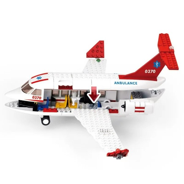 By fly medisinsk luft ambulanse bil bygg blokker fly brinquedos kreative klosser pedagogiske leker