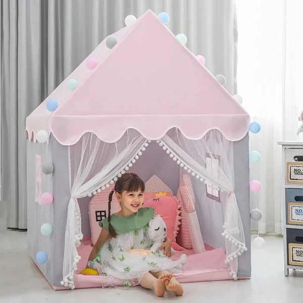 Iso Lapset lelu teltta  Wigwam taitettava lasten teltta Tipi vauva leikkitalo tytöt vaaleanpunainen prinsessa linna