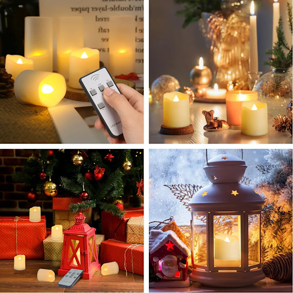 24 deler Oppladbare LED stearinlys Ved USB Timer Fjernkontroll Flimrende flammer