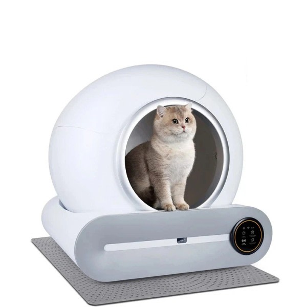 Automatisk Smart Katt Katt Låda Självrengöring 65L App Kontroll Husdjur Katter Toalett Sträp Back
