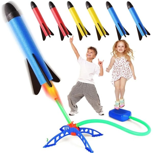 Barn Luft Rakett Fot Pumpe Launcher Utendørs Luft Presset Stomp Soaring Rakett Leker Child Play Set Jump Sport Games Toy