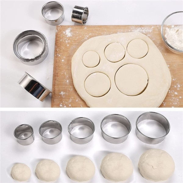 5 STK Rund Rustfritt Stål kjeks Mugg Kuml Skin Skjæring Mugg Gjør-det-selv kjeks bakverk kake baking verktøy