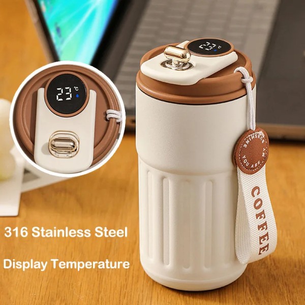 450ml Termos Flaske Smart Display Temperatur 316 Rustfritt Stål Støvsuger Kopp Kontor Kaffe Kopp Business Bærbar Termo krus