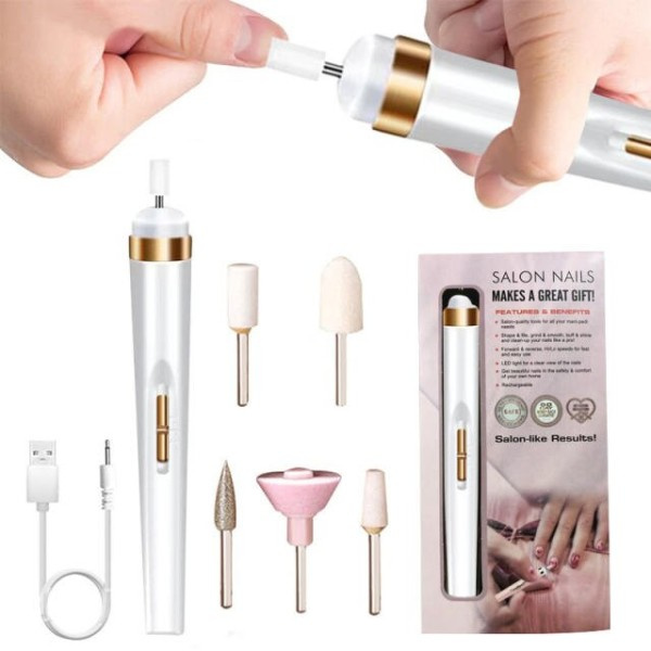 5 i 1 Elektrisk Nagellack Borr Maskin Med Lätt Portabel Mini Elektrisk Manikyr Konst Penna Verktyg