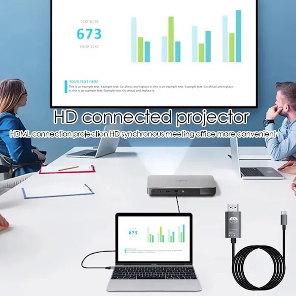 4K 60Hz USB C till HDMI Kabel Typ C Adapter HDTV Omvandlare Kabel