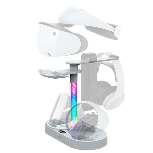 Controller Opladningsstation til PS VR2 Oplader Dock Stativ til Playstation VR2 Headset med RGB Lys Skærm Tilbehør