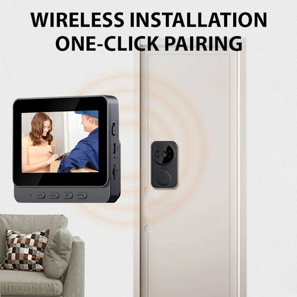 4,3'' IPS Skärm 2,4G Trådlös Visuell Intercom Dörrklocka med skärm
