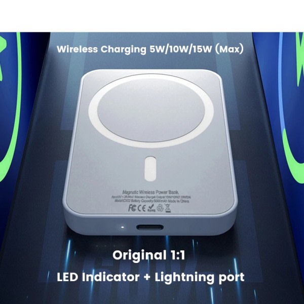 5000mAh Original 1:1 Macsafe Power Bank Portable Magnetic Trådløs Oplader For iPhone12 13 14 Pro Max