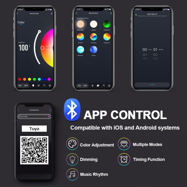 Smart Auringonlasku Lamppu Yö Valo Auringonlasku Projektori Smart Life APP Kaukosäädin Led Valot
