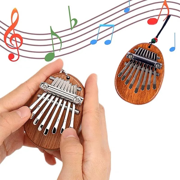 1 stykker Træ Mini Tommelfinger Klaver Musikalsk Legetøj 8 Tones Bærbar Begynder Finger Klaver