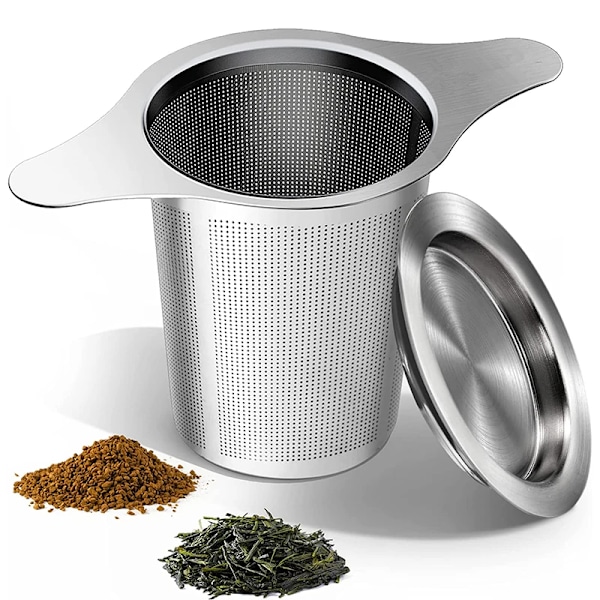 Rustfritt stål Te Infuser Mesh Sil med Dobbelt Håndtak Stor Kapasitet Te Brattere til Bratt Løse blad