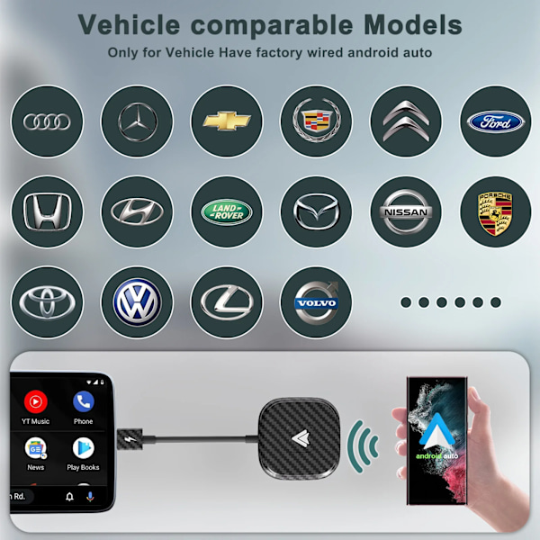 Langaton Carplay Dongle Muunna langallisesta langattomaksi android/iPhonelle Plug and Play