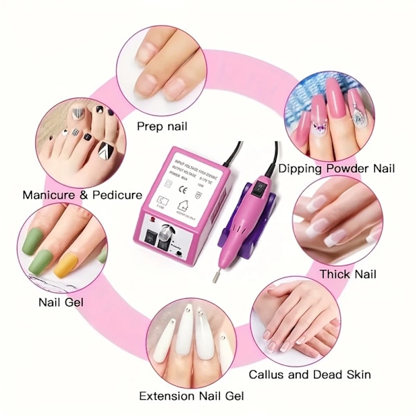 Elektrisk Søm Bor Maskin Manicure Med Søm Drill Bits Set
