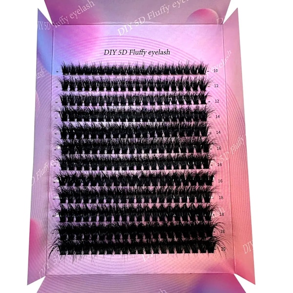 240 kpl DIY 5D Fluffy Ripset Ripset 100D Paksut Ripset CC Curl Wispy Yksittäiset Ripset 10-20mm Cluster Ripsien pidennykset