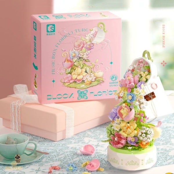 Blomma Belysning Musik Låda Byggnad Block Hem Inredning Anime Kreativ Leksaks för barn