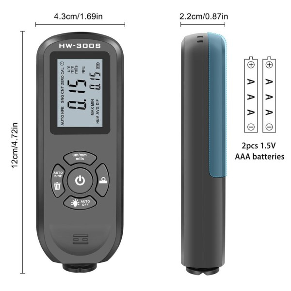 Digital bakgrundsbelysning LCD film tjocklek mätare bil lack tjocklek testare beläggning tjocklek mätare