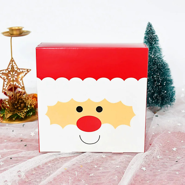 5 stykker firkantet god jul godteri gave eske nissen elg kake kake baking esker pose