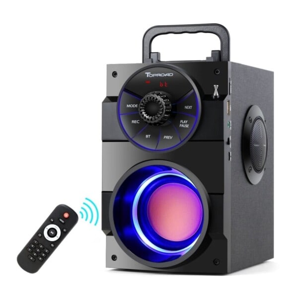Bluetooth Högtalare Bärbar Trådlös Stereo Subwoofer Bas Big Column Support FM Radio Fjärr Kontroll