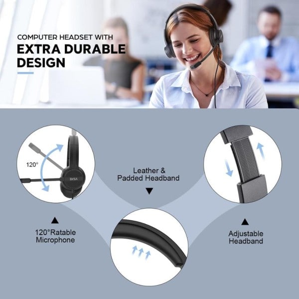 Kablet hodetelefoner med mikrofon for PC/PS4/Xbox Gaming Headset
