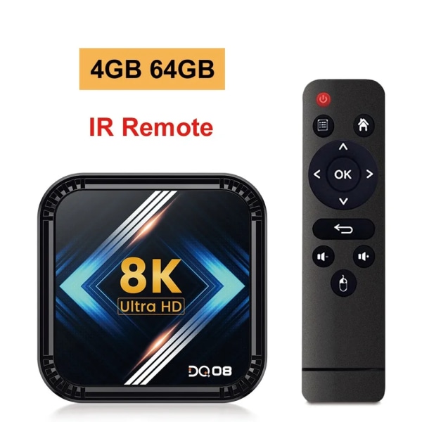 Smart TV Box Android 13 Quad Core Cortex A53 Support 8K Video 4K HDR10 Dual Wifi BT Google Voice