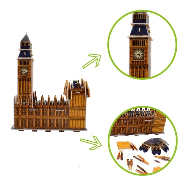 Big Ben Bygning 3D Puslespill Leker for Barn Verden attraksjoner Pedagogisk Gjør selv Håndlaget Montering Puslespill Leketøy