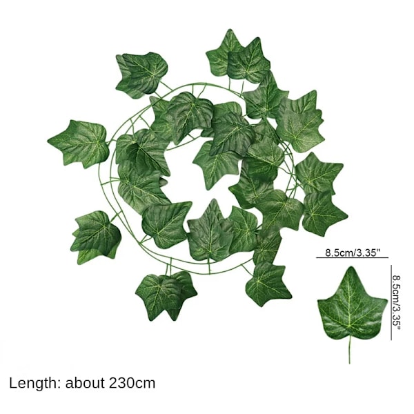 Bedste kvalitet 2,3M Ivy Grøn Falske Blade Girland Plante Vine Løv Hjem Dekor Plast Rattan Snor Væg Dekoration Kunstige Planter
