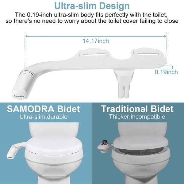 Dubbelt munstycke bidet justerbar vatten tryck icke-elektrisk röv spruta