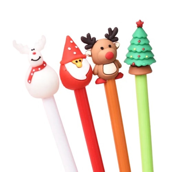 4 pieces Creative Christmas Gel Pen 0,5mm Sort Julemand Jule Trees Elg Cute Papery Office Accessories