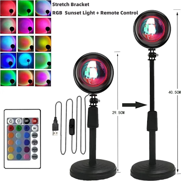 Solnedgang Projektor Lampe Regnbue Atmosfære Natt Lys Solnedgang Lys For Soverom Rom Dekor Dekor Bakgrunn Vegg Bord Lampe