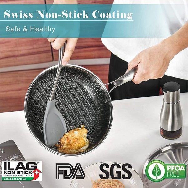 Rustfrit stål Stage Pande Nonstick Honeycomb Fry Pande