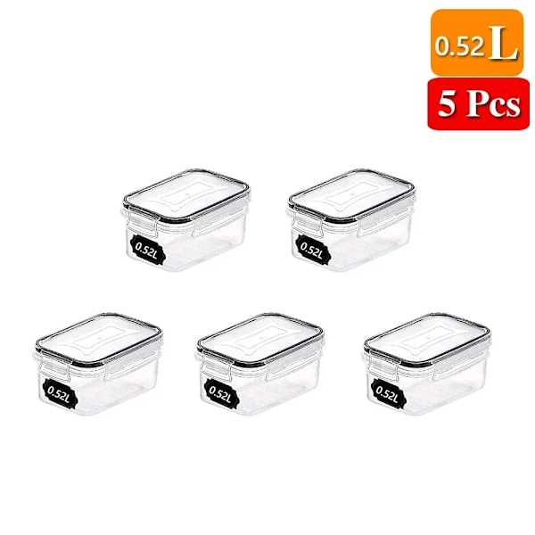 Mat Förvaring Behållare Kök Arrangör och Förvaring Behållare med lock Kylskåp Nudlar Låda Tank Förseglade Burkar 5 Set Set