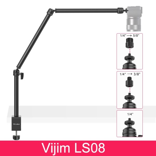 Stativ klemme 90 cm skrivebord lys stand Live bom arm med 1/4" kugle hoved