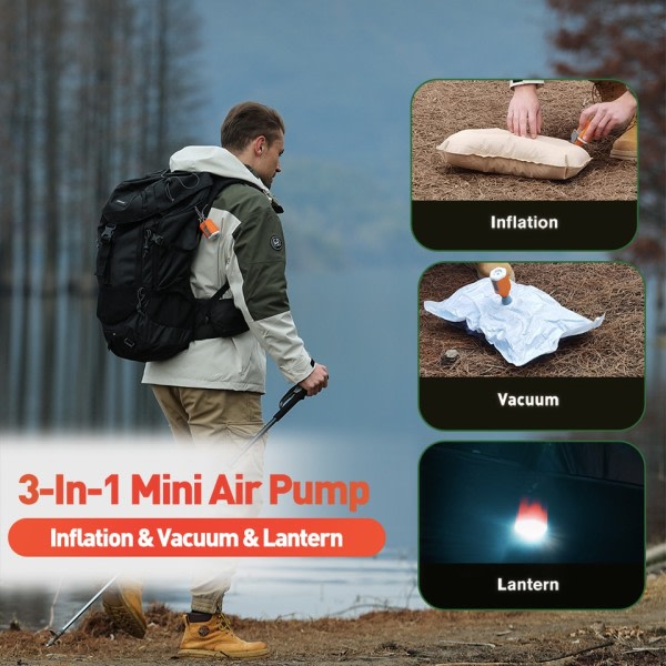 Mini luft pump 4,2 kPa uppladdningsbar bärbar luft pump med camping lykta