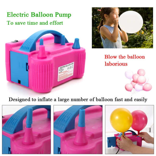 Elektrisk ballong luft pumpe oppblåser dobbelt munnstykke globos maskin luft ballong blåser for fest ballong bue søyle stativ oppblåsbar