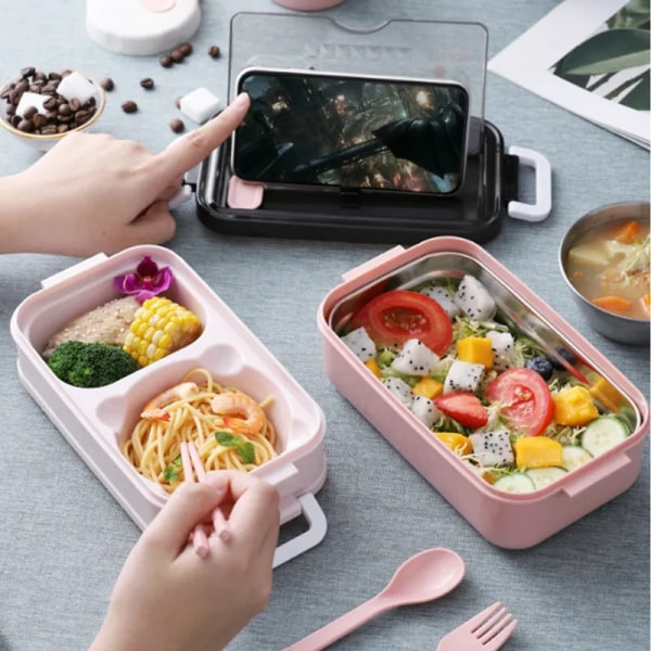 Rustfrit stål Frokost Kasse Bento Kasse Til Skole Børn Kontor arbejder 2 lags Mikrowae Opvarmning Frokost Beholder