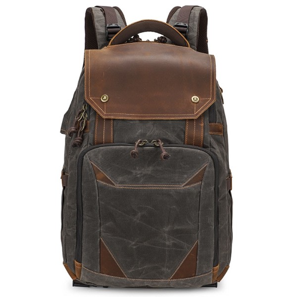 Kamera taske vandtæt retro batik lærred læder rygsæk m usb port pasform  15,4 tommer laptop mænd fotografi tasker 2888 | Fyndiq