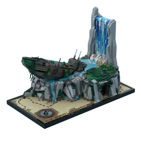 Mystisk Hav Båt Treasure Cliffside Byggnad Block Kit for Drake's Fortune Pirate Style Island Brick Toy
