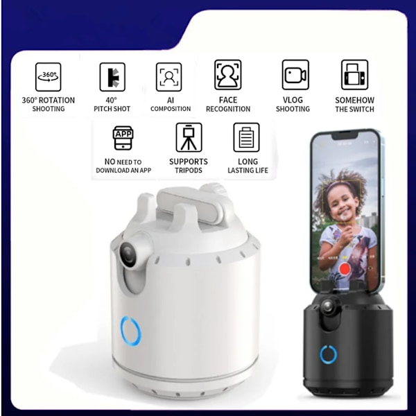 Auto Ansiktsspårning Telefon selfie stick Smart 360°rotationshållare AI Uppföljning video Vlogg Live Gimbal Stabilizer Stativ för mobil